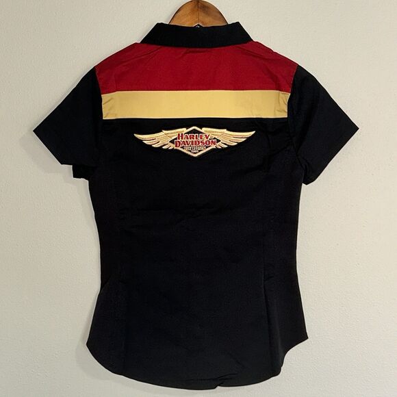 Harley Davidson 120th Anniversary Elemental Zip Front Shirt Black Women's XS NWT - Picture 2 of 6